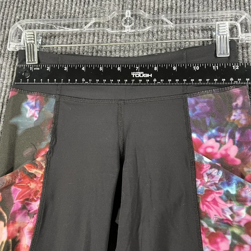 Lululemon Pants Womens‎ 4 Black Purple Floral Pace Rival Activewear Running Gym